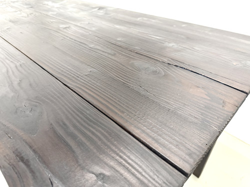 Grande Table de Ferme Années 50 en Bois Brûlé (Shou Sugi Ban) – L245 cm, vue 25