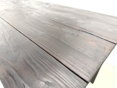Grande Table de Ferme Années 50 en Bois Brûlé (Shou Sugi Ban) – L245 cm, vue 25