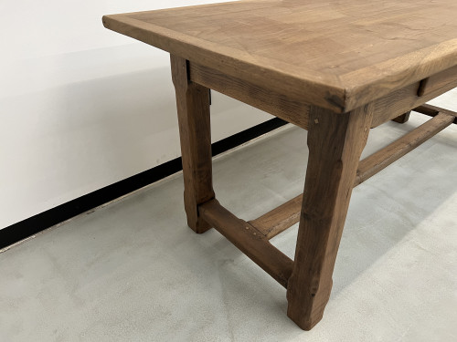 Table de ferme des années 50 en chêne et noyer, vue 17