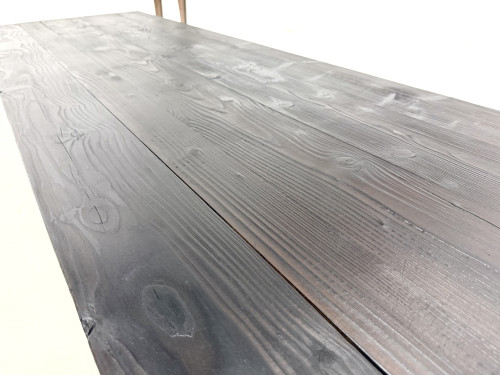 Grande Table de Ferme Années 50 en Bois Brûlé (Shou Sugi Ban) – L245 cm, vue 26