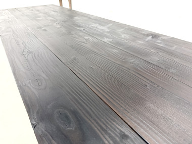 Grande Table de Ferme Années 50 en Bois Brûlé (Shou Sugi Ban) – L245 cm, vue 26