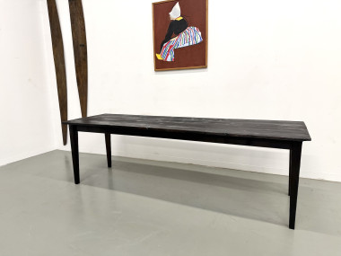 Grande Table de Ferme Années 50 en Bois Brûlé (Shou Sugi Ban) – L245 cm, vue 28