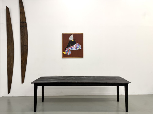 Grande Table de Ferme Années 50 en Bois Brûlé (Shou Sugi Ban) – L245 cm, vue 29