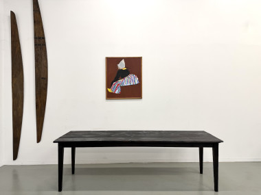Grande Table de Ferme Années 50 en Bois Brûlé (Shou Sugi Ban) – L245 cm, vue 29