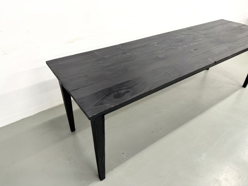 Grande Table de Ferme Années 50 en Bois Brûlé (Shou Sugi Ban) – L245 cm, vue 31