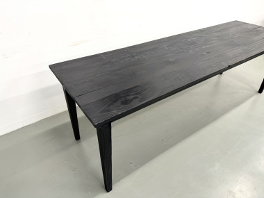 Grande Table de Ferme Années 50 en Bois Brûlé (Shou Sugi Ban) – L245 cm, vue 31