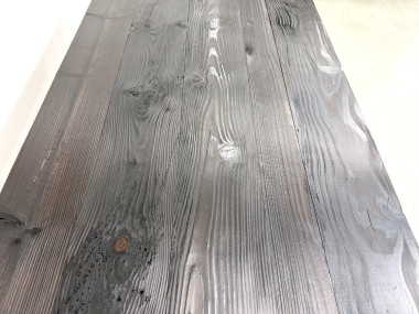 Grande Table de Ferme Années 50 en Bois Brûlé (Shou Sugi Ban) – L245 cm, vue 33