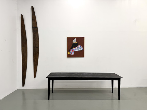 Grande Table de Ferme Années 50 en Bois Brûlé (Shou Sugi Ban) – L245 cm, vue 35