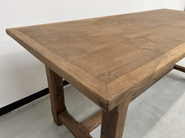 Table de ferme des années 50 en chêne et noyer, vue 18
