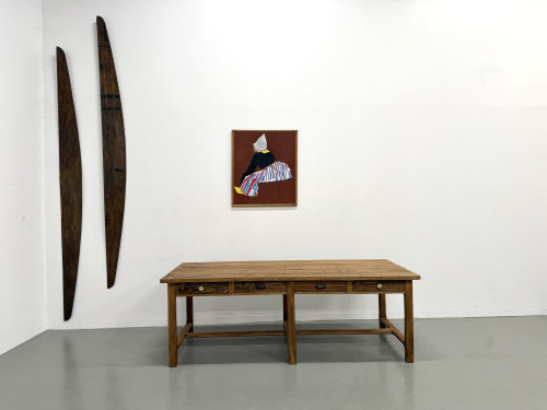 Table de Ferme "Meuble de Métier" en Pin – 8 Tiroirs (L221 cm), vue 1