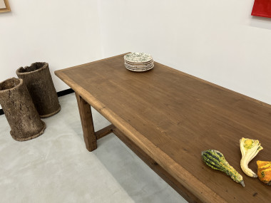Table de ferme des années 50 en chêne et noyer, vue 21