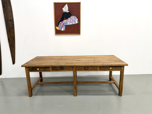 Table de Ferme "Meuble de Métier" en Pin – 8 Tiroirs (L221 cm), vue 3