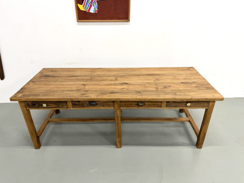 Table de Ferme "Meuble de Métier" en Pin – 8 Tiroirs (L221 cm), vue 4
