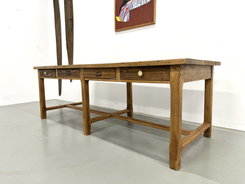 Table de Ferme "Meuble de Métier" en Pin – 8 Tiroirs (L221 cm), vue 5
