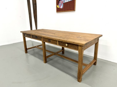 Table de Ferme "Meuble de Métier" en Pin – 8 Tiroirs (L221 cm), vue 6