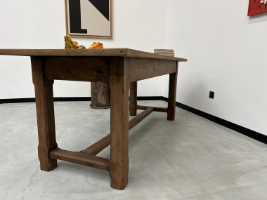 Table de ferme des années 50 en chêne et noyer, vue 22