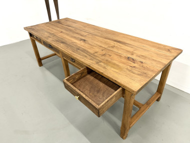 Table de Ferme "Meuble de Métier" en Pin – 8 Tiroirs (L221 cm), vue 20