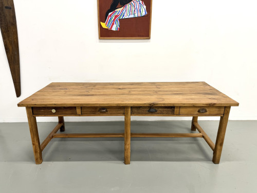 Table de Ferme "Meuble de Métier" en Pin – 8 Tiroirs (L221 cm), vue 24