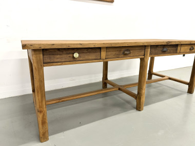 Table de Ferme "Meuble de Métier" en Pin – 8 Tiroirs (L221 cm), vue 25