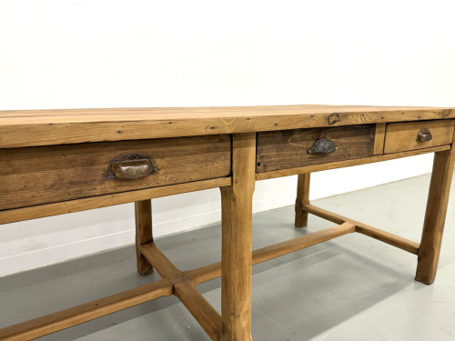 Table de Ferme "Meuble de Métier" en Pin – 8 Tiroirs (L221 cm), vue 26