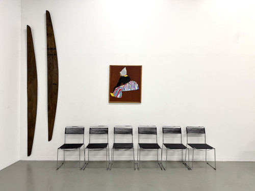 Série de 6 Chaises "Spaghetti" Design Italien Années 80 – Noir & Chrome, vue 1