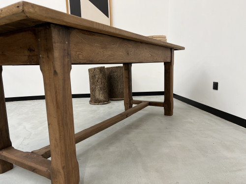 Table de ferme des années 50 en chêne et noyer, vue 24