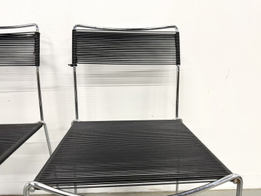 Série de 6 Chaises "Spaghetti" Design Italien Années 80 – Noir & Chrome, vue 7