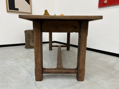 Table de ferme des années 50 en chêne et noyer, vue 25
