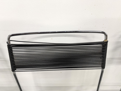 Série de 6 Chaises "Spaghetti" Design Italien Années 80 – Noir & Chrome, vue 14