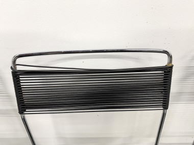 Série de 6 Chaises "Spaghetti" Design Italien Années 80 – Noir & Chrome, vue 14