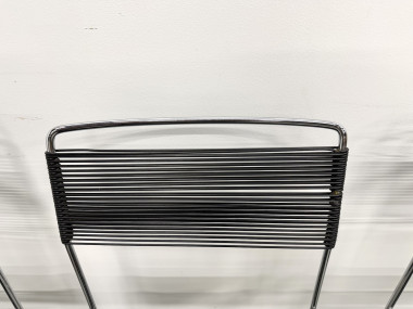 Série de 6 Chaises "Spaghetti" Design Italien Années 80 – Noir & Chrome, vue 15