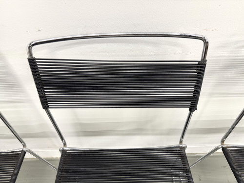 Série de 6 Chaises "Spaghetti" Design Italien Années 80 – Noir & Chrome, vue 18