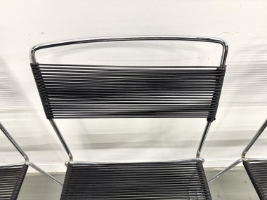 Série de 6 Chaises "Spaghetti" Design Italien Années 80 – Noir & Chrome, vue 18