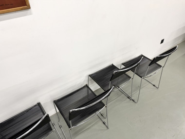 Série de 6 Chaises "Spaghetti" Design Italien Années 80 – Noir & Chrome, vue 27