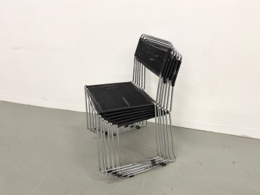 Série de 6 Chaises "Spaghetti" Design Italien Années 80 – Noir & Chrome, vue 29
