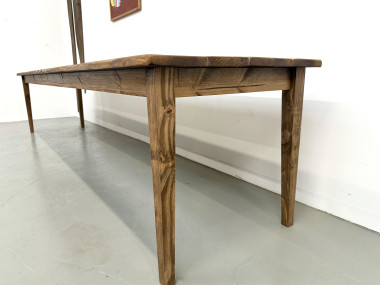 Table de Ferme XXL 3,60m en Pin Ancien – Pieds Fuseaux & Vernis Satiné, vue 8