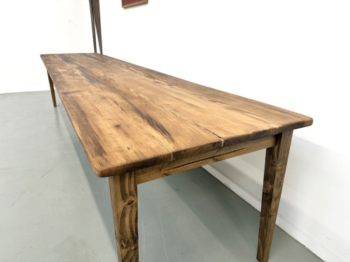 Table de Ferme XXL 3,60m en Pin Ancien – Pieds Fuseaux & Vernis Satiné, vue 9