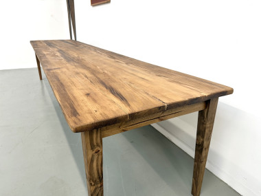 Table de Ferme XXL 3,60m en Pin Ancien – Pieds Fuseaux & Vernis Satiné, vue 9