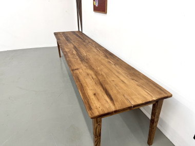 Table de Ferme XXL 3,60m en Pin Ancien – Pieds Fuseaux & Vernis Satiné, vue 11