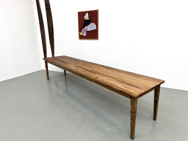 Table de Ferme XXL 3,60m en Pin Ancien – Pieds Fuseaux & Vernis Satiné, vue 15