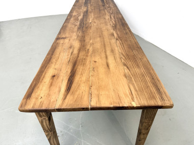 Table de Ferme XXL 3,60m en Pin Ancien – Pieds Fuseaux & Vernis Satiné, vue 16