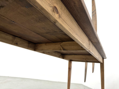 Table de Ferme XXL 3,60m en Pin Ancien – Pieds Fuseaux & Vernis Satiné, vue 23