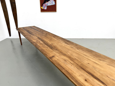 Table de Ferme XXL 3,60m en Pin Ancien – Pieds Fuseaux & Vernis Satiné, vue 25
