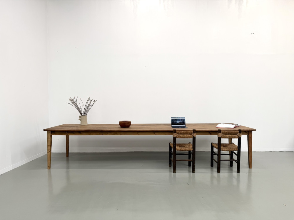 Grande Table de Ferme XXL 4 Mètres en Châtaignier Massif, vue 1