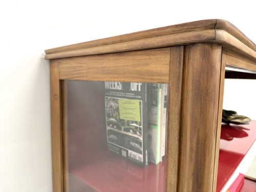 Bibliothèque moderniste brésilienne des années 50 en bois exotique et laque rouge, vue 10