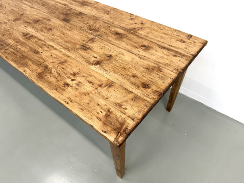 Grande table de ferme XXL en pin massif et pieds fuseaux années 50, vue 5