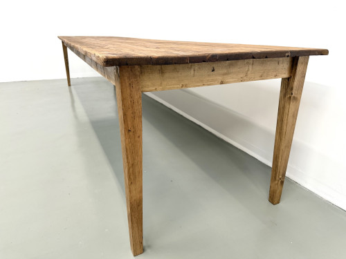 Grande table de ferme XXL en pin massif et pieds fuseaux années 50, vue 6
