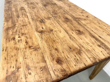 Grande table de ferme XXL en pin massif et pieds fuseaux années 50, vue 8