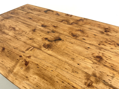 Grande table de ferme XXL en pin massif et pieds fuseaux années 50, vue 12