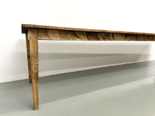 Grande table de ferme XXL en pin massif et pieds fuseaux années 50, vue 14